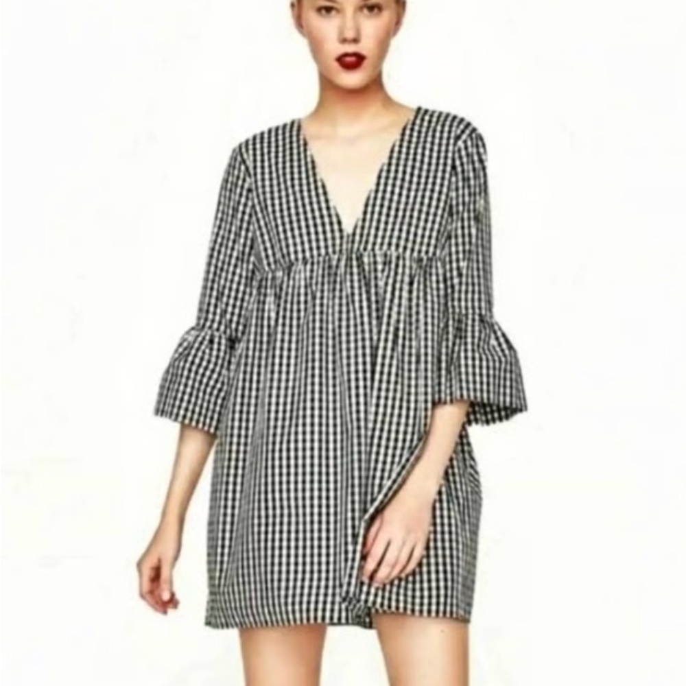Zara Monochrome Checkered Dress